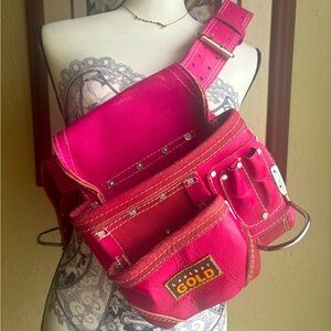 Womens pink leather tool belt